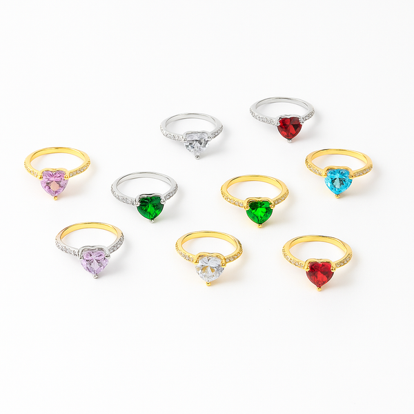 Anello Cuore Rainbow Regolabile