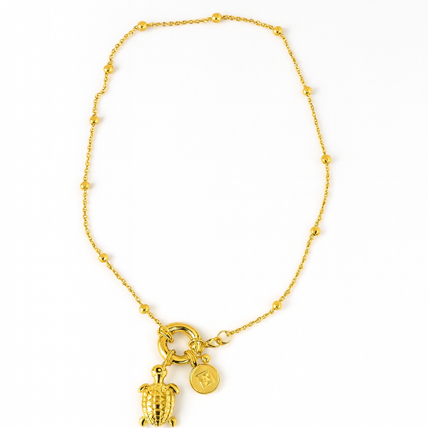 Collana Gold Regolabile Lettera con tartaruga porta fortuna
