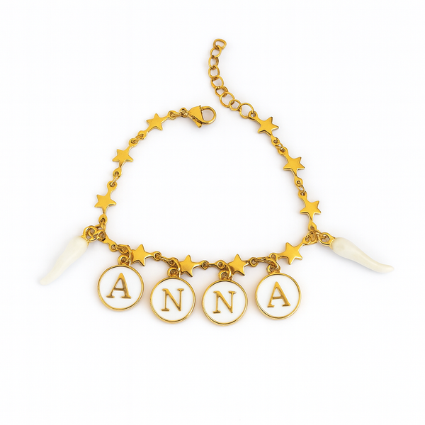 Bracciale Nome Corno Gold-White