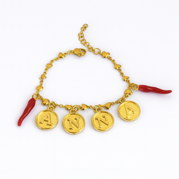 Bracciale Nome Medaglia-Corno