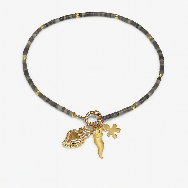 Collana Regolabile Grigia Porta Fortuna