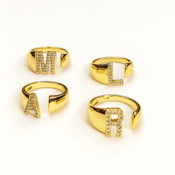 Anello Lettera Zirconata Regolabile