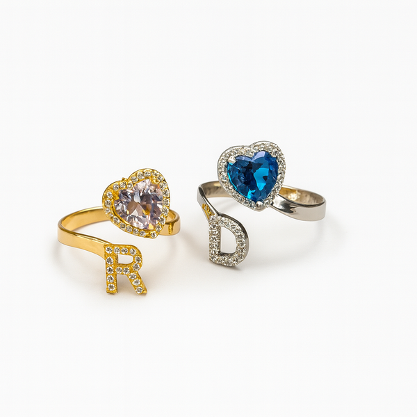 Anello Lettera Cuore Regolabile