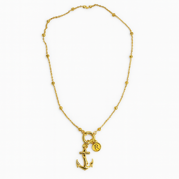 Collana Gold Regolabile Lettera con Ancora Porta Fortuna