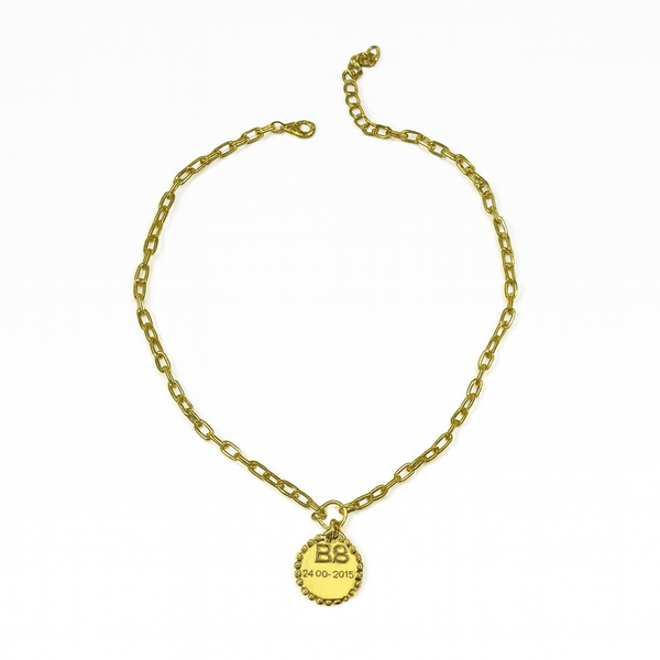 Collana Medaglia Incisa Lettere