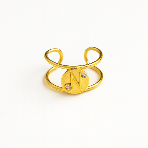 Anello Medaglia Lettera Regolabile
