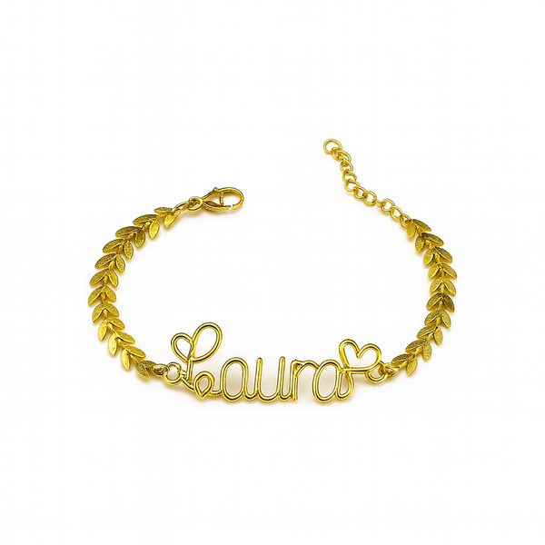 Bracciale Nome Filo Metal Foglia