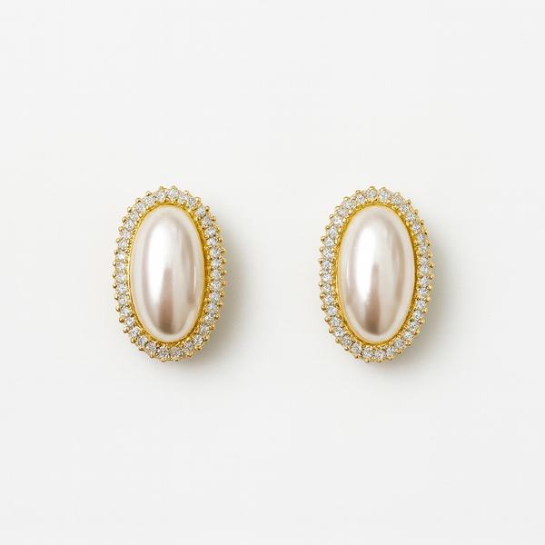 Orecchini oval perla zirconati "Coppia"