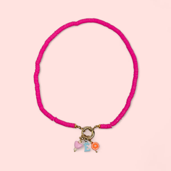 Collana Lettera Bobble Fucsia