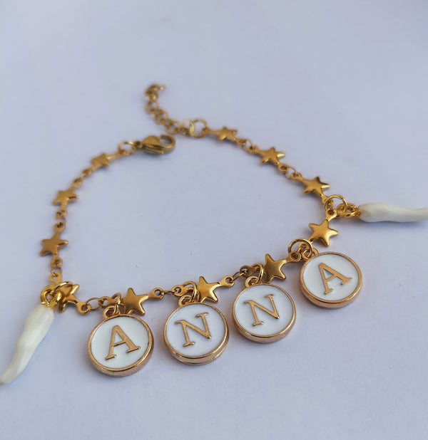 Bracciale Nome Corno Gold-White