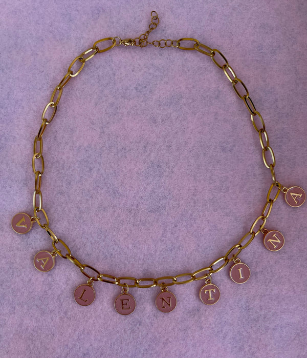 Collana Nome Gold Pink