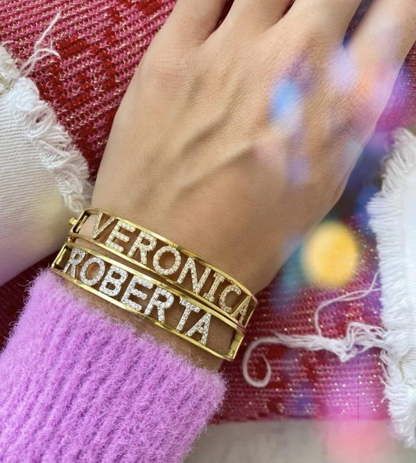 Bracciale Manetta Chiuso Nome/Frase Personalizzato